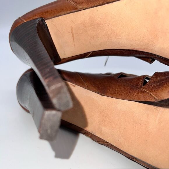 Stuart Weitzman Women's Brown Leather Cage Gladiator Platform High Heel Sandals - Picture 9 of 14